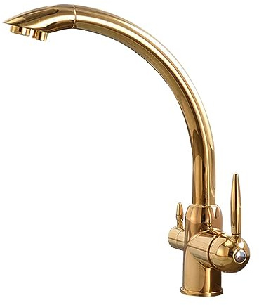 3 Way Water Filter Tap Brass 3 in 1 Swivel 3 Way Kitchen Tap-Gold