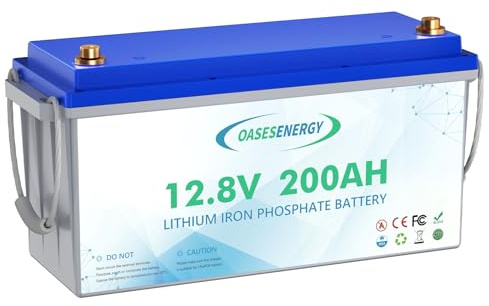 Oasesenergy 12V 200Ah LiFePO4 Batterie, integriertes 200A BMS, 2560Wh Lithium Batterie mit Klasse A LiFePO4 Zellen, 10 Jahre Lebensdauer perfekt für Wohnmobil, Camper, Energiespeicher, Van, Off-Grid