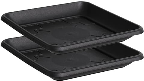 Tymar Blumentopf Untersetzer aus Kunststoff quadratisch, 2 Stück, Blumenuntersetzer,Blumentopfuntersetzer (Anthrazit, 17x17 cm)