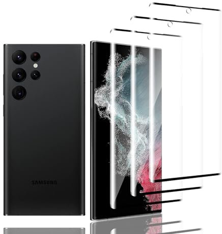 Zicurz 3 Piezas Protector de Pantalla para Samsung Galaxy S22 Ultra 5G Cristal Templado, Vidrio Templado, HD Transparente 9H Ultra Resistente, Antiarañazos, Sin Burbujas