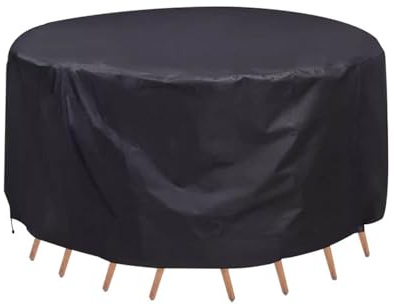 ZONADAH Round Garden Furniture Covers 230x90cm Waterproof Anti-UV Circular Furniture Covers Outdoor Patio Circular Set Cover for Chair Set Black