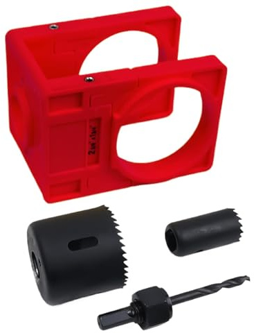 Wooden Door Lock Installation Kit - Adjustable Hole Saw, No-Drill Security Lock, Suitable for Interior Doors, Red