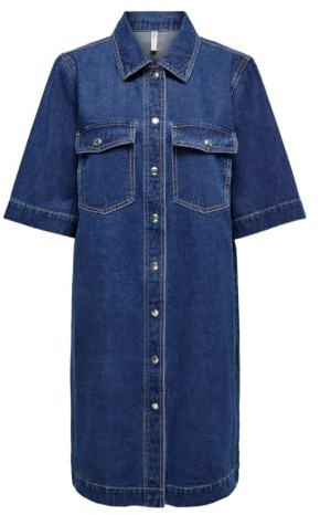 ONLY Dam jeansklänning ONLBELLE kort klänning, Mörkblå denim, S
