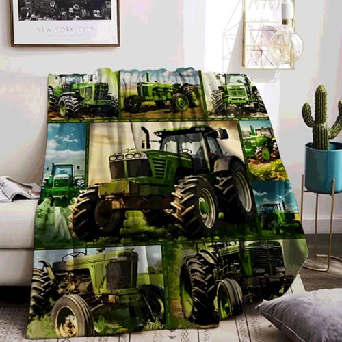 KAIDAARTLH Couverture Tracteur, Couverture Douillette pour Enfant, Motif Tracteur jeté pour canapé et lit (Tracteur-1, 130x150cm)
