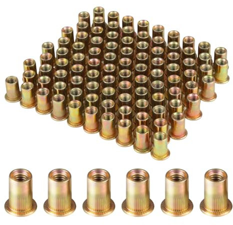 RISF 100 Stück Nietmuttern M6, 12 x 15mm Hülsenmutter M6, Verzinkt Kohlenstoffstahl Hülsenmutter, Rund Blindnietmuttern, Verwendet für Metallplatten, Rohre
