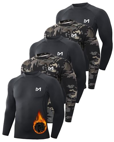 MEETWEE Maglia Termica Uomo, Maglia a Manica Lunga Compression Maglietta Biancheria Intima Sport Traspirante Sottogonna Uomini Camicia Sportiva per la Corsa Fitness Palestra