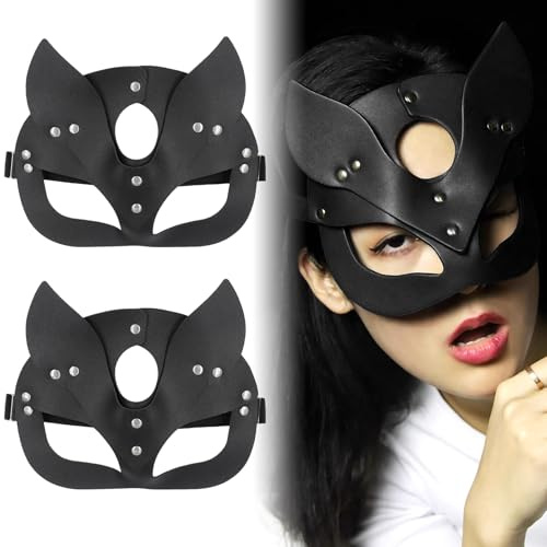 FUIPVGI 2 Stück Venezianische Maske Damen, Maskerade Maske Party Karneval Maske Fit für Cosplay Verkleidung Halloween Weihnachten Karneval Mottoparty Kostüm Maske (Schwarz)