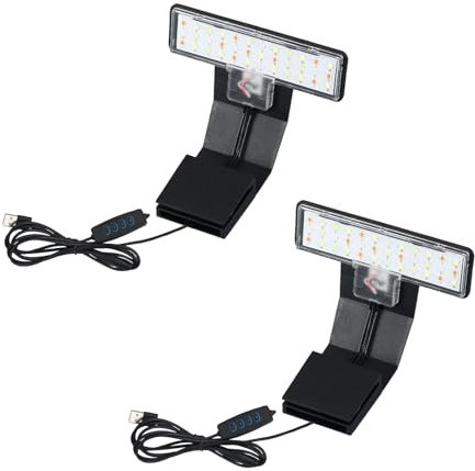 GERUI 2 Aquarium LED-Beleuchtung mit Ein/Aus-Dimmfunktion, ultradünne Klemme Aquarium Licht (drei Lichtsegmente: weiß, rot, grün und blau)