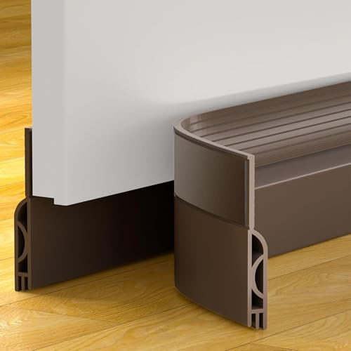 Türdichtung Zugluftstopper für Türen- Premium Türdichtung selbstklebend Energie Sparen Schnell einfach Angebracht Tür Zugluftstopper Luftzugstopper für Isolierung Schallschutz, Kälteschutz (Braun, 1M)