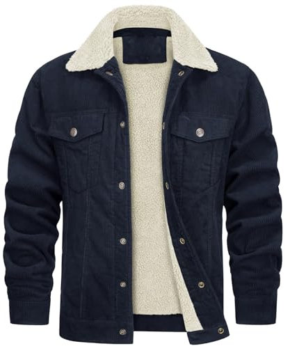 UHouse Winterjacke Herren Cord Jacke Modische Jacket Casual Wanderjacke Winter Wanderjacke Coole Bomberjacke Große Größen Bomberjacke Mode Marine L
