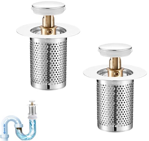 2 Stücke Abflusssieb Waschbecken,Sink Strainer,Abflussieb,Abfluss Sieb Abflusssieb Badewanne,Dusche Abflusssieb Edelstahl,Waschbecken Sieb für Abfluss,Spülbecken Stöpsel,Haarsieb Waschbeckenstöpsel