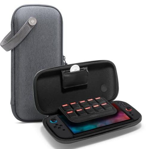 Spigen Klasden Pochette Compatible avec Nintendo Switch 2 2025 Housse de Transport avec Espace de Stockage pour Carte de Jeu Étui Switch 2 Accessoires - Gris Charbon