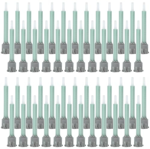 LANIAKEA 50 Pcs 3.5 Inch Epoxy Mixing Nozzle Tip Resin Mixer Adhesive Gun Applicator, 1:1 & 1:2 Static Mixer Plastic Resin Mixing Tip