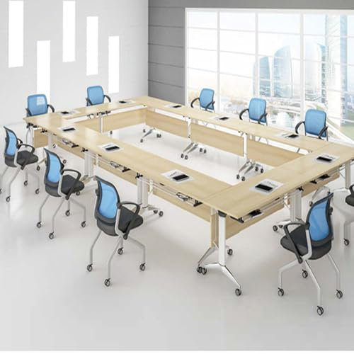 DRFGNF Klappbarer Konferenztisch mit Rollen und Drahtgriff, Seminartisch aus Stahl und Holz mit Klappplatte für Zuhause, Arbeitszimmer, Büro, Klassenzimmer, 120 x 60 x 75 cm