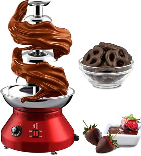 Máquina de Fuente de Chocolate de 230 W, Fuente de Chocolate de Acero Inoxidable de 5 Niveles, Temperatura Ajustable y fácil de Limpiar, fundidor de Cascada de Fondue de Chocolate Comercial de 3 L