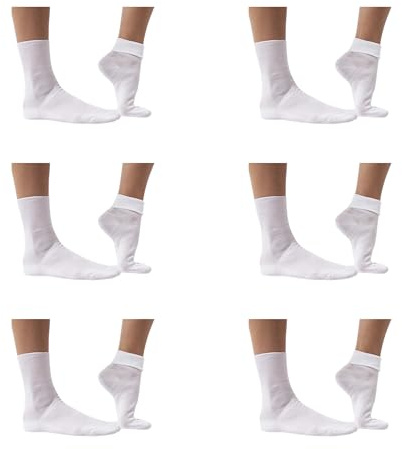 Calze Sanitarie da Donna in Cotone (6 Paia) Senza Elastico, Non Stringono, Favoriscono la circolazione, Ideali per anziani e diabetici, Made in Italy (IT, Numero, 38, 40, Regular, Regular, Bianco)
