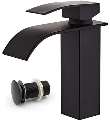 Forever Waterfall Bathroom Basin Tap, Matte Black, Single Handle Mixer Faucet