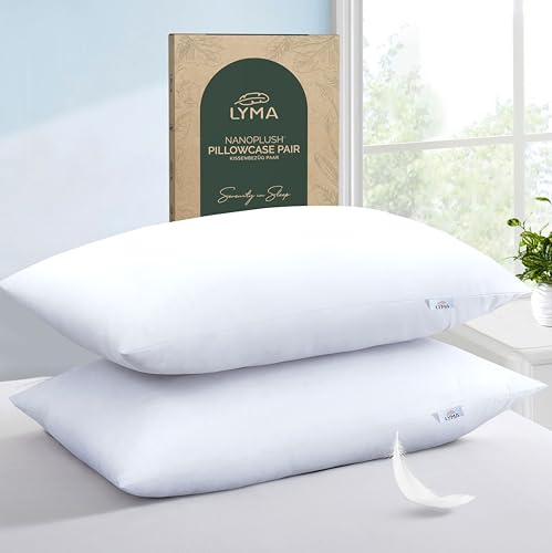 LYMA Bedding Pillow Cases 2 Pack, Ultra Soft Breathable Housewife Cover, OEKO-TEX Certified, Nanoplush Double Brushed Quick Dry Pillowcases, Envelope Closure Wrinkle Fade Resistant 50x75CM, White