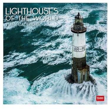 Legami Väggkalender 2026 Lighthouses, stor väggkalender, 12 månader och årsplanerare, 6 språk, plats för anteckningar, stjärntecken, internationella helgdagar, 30 x 29 cm