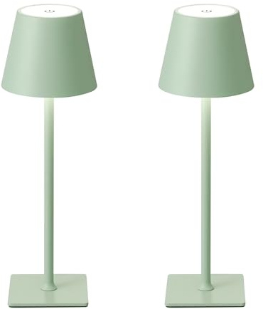 Green Rechargeable Table Lamp Set of 2,Cordless Lamps-6000mAh Battery Operated-Small Touch Lights for Table,Portable Lamps,Tabletop Lamp,Battery Powered Lamp,lampara recargable para apagones