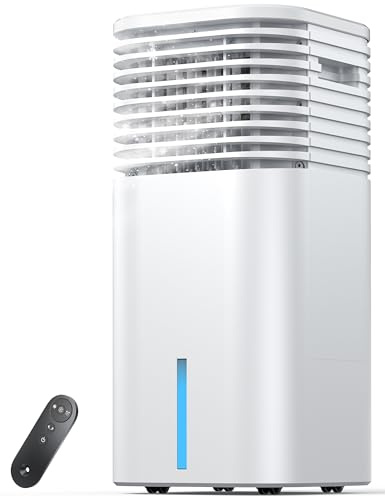 AEROZY Windowless Portable Air Conditioner, 24.4 Small Evaporative Air Cooler for Room No Window, 3-Speed Settings, 4 Modes, 7H Timer, Remote Control, 4 Ice Packs, Quiet AC Unit for Bedroom, White