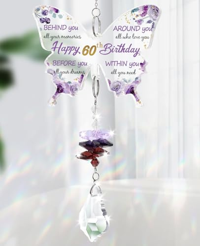 TheGiffter 60th Birthday Gifts for Women,60 Birthday Decorations Suncatcher | Happy 60 Year Old Birthday Presents Acrylic Crystal Gifts for Mum Sister Wife Women Friends Female,Special 1966 Gifts