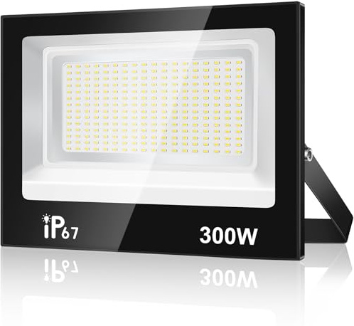URTBST 300W utomhus LED-spotlight, 3 0000LM utomhus LED-spotlight, 7 000K kall vit LED utomhusprojektor, IP67 vattentät superljus utomhusbelysning för trädgård, gård, garage, uteplats