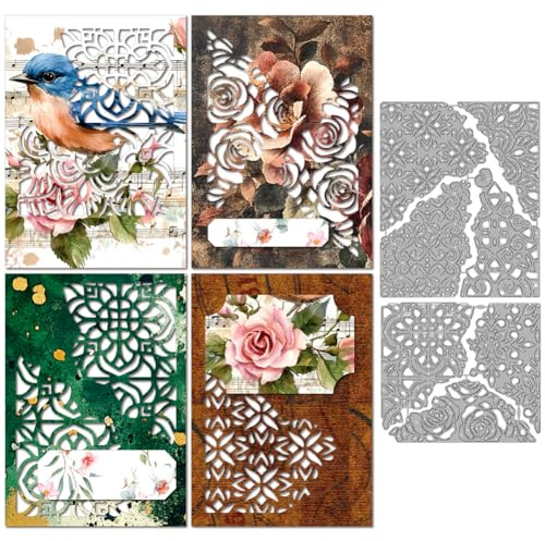 MAYJOYDIY Irregular Background Metal Cutting Dies Floral Wall Die Cuts Stencils Vintage Vine Grid Embossing Template Dies for DIY Paper Craft Card Making Scrapbooking Album Decor