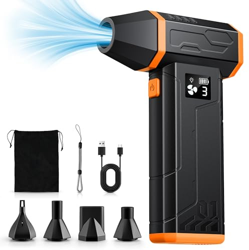 VIWAVE Aria Compressa Spray Elettrico 150000RPM,3 Velocità Soffiatore a Batteria Kit Pulizia PC,Aria Compressa Portatile Air Duster con LED,Mini Aria Compressa per PC Tastiera Auto Divano