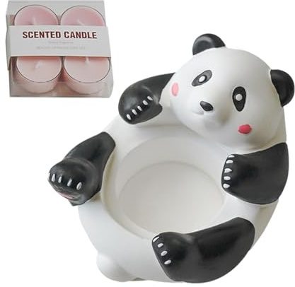Velas Candelita Perfumadas,Candelabros Votivos | Centro de Mesa con Forma de Vela con Estatua de Panda Linda - Soporte de Vela, Bandeja Decorativa para Velas de té para decoración de Mesa de Comedor