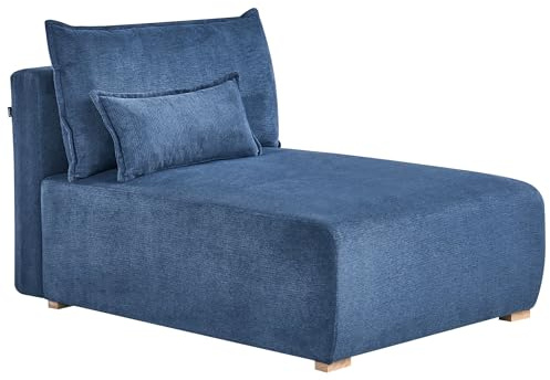 Beliani Modul Chaiselongue Leinenoptik blau beidseitig mit Dekokissen ohne Armlehnen Nerbo