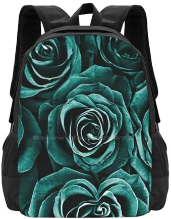 ASDCTYTKO Rosenstrauß in Türkis Große Kapazität Schulrucksack Laptop-Taschen Blauer Garten Abstrakter Moderner Strauß Land zeitgenössisches Festgeschenk