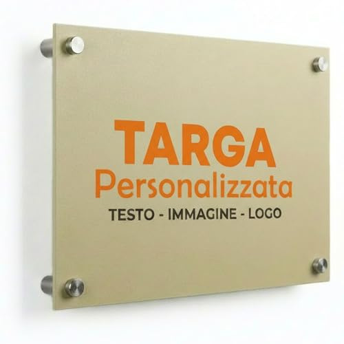 Targa Personalizzata per Case Vacanze, B&B e Studi – in Alluminio con Stampa UV – Biadesivo o Fissaggio a Muro – Resistente per Interno ed Esterno (Oro Satinato, 15x20cm)