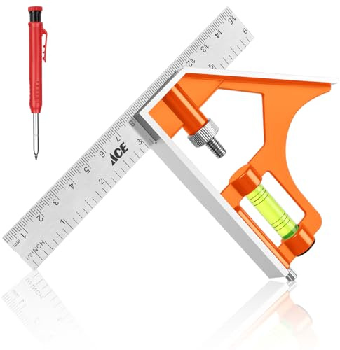 Flintronic 150 mm kombinerad vinkel med penna, kombinationsvinkellinjal, kombinationsvinkel i rostfritt stål, med vattenpass, 45/90 graders linjal för mätning, markering, ritning