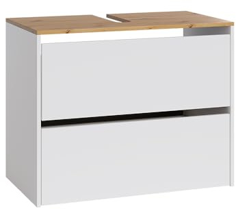 Vicco Waschbeckenunterschrank Viktor, Weiß/Artisan, 80.2 x 65 cm | mit 2 Schubladen, mit Siphonausschnitt und höhenverstellbarem Einlegeboden