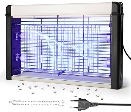 Insektenvernichter Elektrisch, 20W 3500V UV Fliegenfalle elektrisch mückenfalle, Mückenlampe mit Sicherheitsgitter und Tablett, für Innenbereich und Außenbereich, Schlafzimmer, Esszimmer, Terrasse