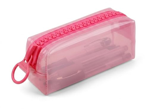 Uoocg Estuche para lápices en dopamina con cremallera grande estuche divertido para niñas escolares bolsa de cosméticos transparente moderna papelería estuche para oficina y estudio, rosa claro
