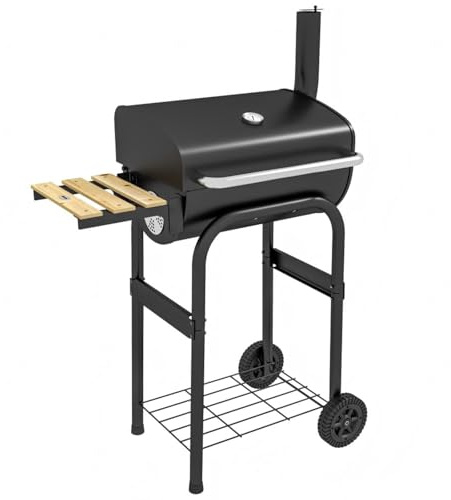 BBQ Charcoal, Large Charcoal Barbeque Grill Dual Fuel BBQ With Thermometer And Adjustable Charcoal Pan For Garden Patio, Birthday Gifts For Men Dad Husband