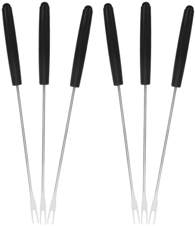 Operitacx 6 Stück Fonduegabel aus Edelstahl und Kunststoff Vielseitig Verwendbar mit Elegantem Design für Käse Fleisch und Obst Beim Fondueabend