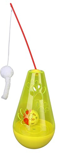 Eminchu Jouet Roly Poly pour Chat avec Souris en Peluche et Boule de Cloche pour Un Plaisir de Jeu Interactif pour Chats et Chatons D'intérieur, 13,2 Pouces de Haut (Yellow)