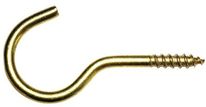 SECOTEC Schraubhaken gebogen mit Holzgewinde | 2,8x40 mm | vermessingt | 3 Stück
