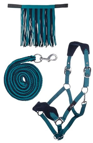 HKM 10733 Halfterset, Halfter Fliegenfransen Strick 180cm Karabiner, Pony VB WB
