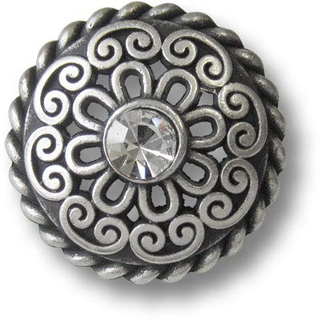 5er Set umwerfend schöne Trachtenknöpfe aus Metall mit funkelndem Glitzerstein. Ø: ca. 15mm!