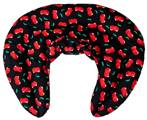 Cuscino del collo, cherry-black. Cuscino cervicale. Cuscino termico con semi di lino (forno, microonde)