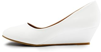 Womens Court Shoes Ladies Low Wedge Mid Heel Comfort Cushioned Work Office Smart Dolly Closed Toe Sandals Size White