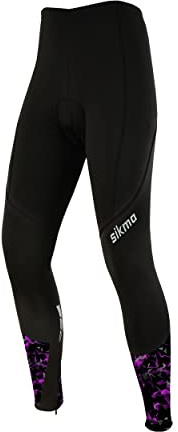 Sikma Women Cycling Tights Padded Trousers Ladies Legging-Black/Purple-XL