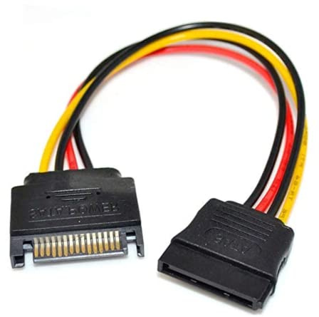 Bolwins P26S SATA Stromverlängerungskabel 18cm, 15 Pin Stecker auf Buchse Adapter für HDD Serial ATA, PC Stromkabel