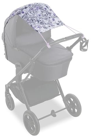 Hauck Sonnensegel Kinderwagen Buggy Babywanne aus 100 Prozent Recyceltem Polyester Sonnenschutz mit UV Schutz 50+ Flexibel Verstellbar Sonnenverdeck Floral Grey
