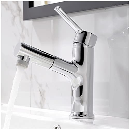 Ksunun Wasserhahn Bad Mit Ausziehbar Brause, Badarmatur Waschbecken, Waschtischarmatur Mit Herausziehbarer Brause, Einhand-Waschtischbatterie Aus Messing, Mischbatterie Armatur FüR Badezimmer