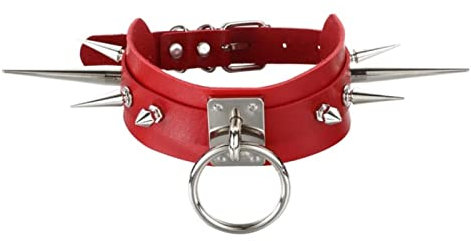 WEITING Gothic-Halsband, schwarz, PU-Gothic-Accessoires, für Frauen, Punk, Chocker, Cosplay, Schmuck, rot